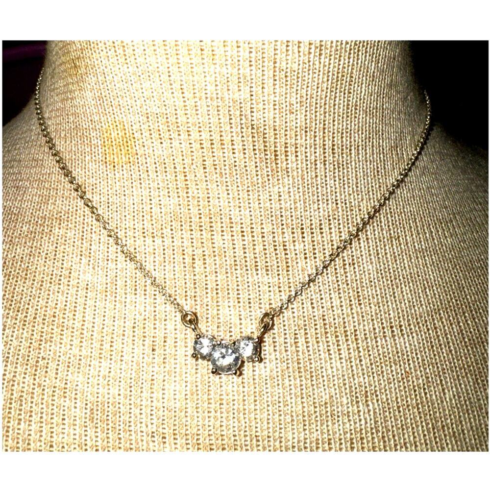 -NECKLACE WOMEN Trinity Necklace Silver With 3 Sparkling CZs 16” Length